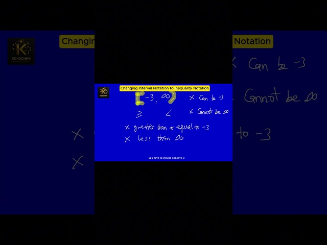 Convert interval notation [-3, ∞) into Quadratic Inequalities Notation. | KokoChem Education.