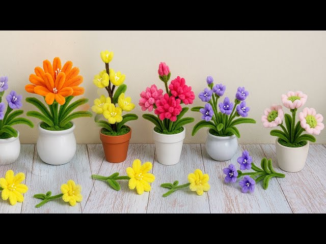 Best 5 Beautiful Mini Flower Making with Pipe Cleaner | 6 ideas | DIY Flower with Chenille Stems