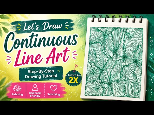 Continuous Line Art | Step-By-Step Drawing Tutorial #oddlysatisfying #asmr 