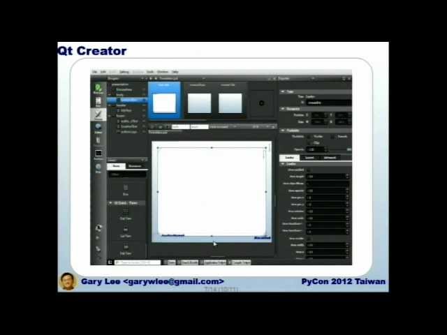 [PyConTW 2012] Qt Quick GUI Programming with PySide by 李文定 (Garylee)