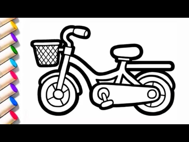Let's Draw a Bicycle Drawing Colouring for kids, Toddlers || Easy Bicycle step by step Drawing...