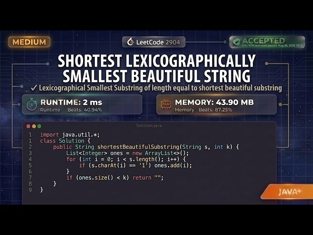 2ms! LeetCode 2904 Shortest Lexicographically Smallest Beautiful String (Java)