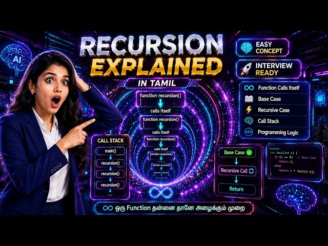 Recursion Explained in Tamil || Interview Questions #trending #recursion #keepgon #problemsolving