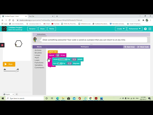 Learn how to draw shapes in CODE.org