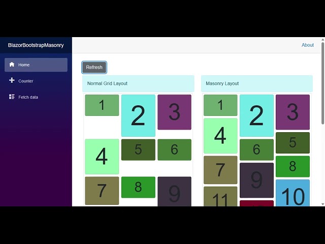 Blazor bootstrap masonry example