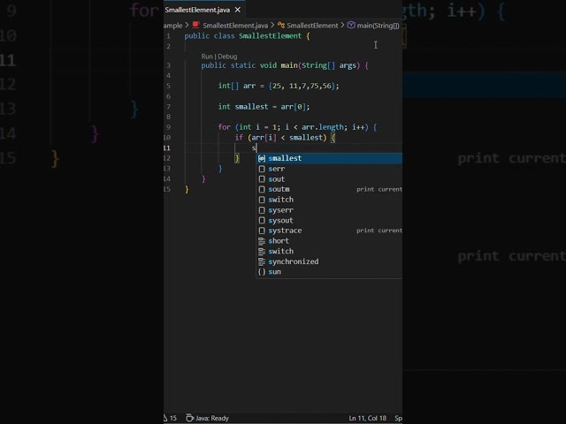 Find Smallest Element in an Array in Java | Java Array Programs for Beginners