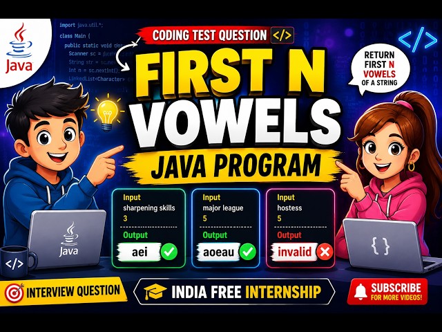Java Program to Return First N Vowels from a String | Coding Test Solution | Easy Explanation