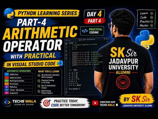 Python Part 4 | Arithmetic Operator শেখা ও Practical | Visual Studio Code-এ Coding | Day 4 | SK Sir