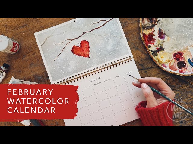 Painting a Watercolor Calendar | February Watercolor Calendar Spread