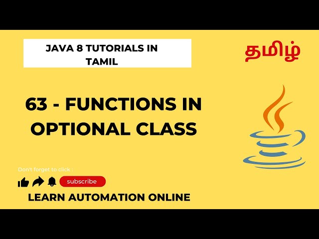 Java8 | 63 | Functions in Optional class | Tamil