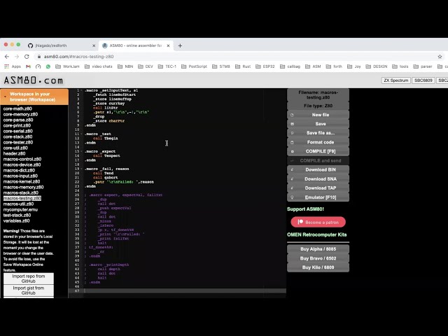 Using ASM80 with GitHub for Z80 assembly language development