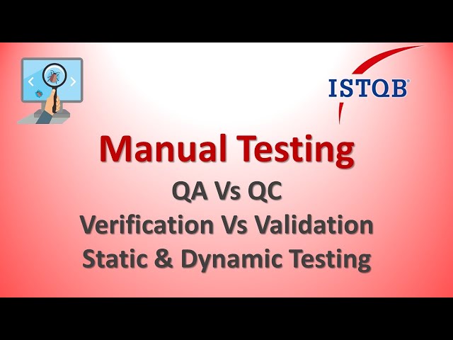 Manual Testing - QA Vs QC, Verification Vs Validation,Static Vs Dynamic Testing