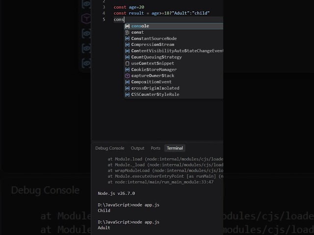 Ternary Operator in 60 Seconds ⚡ | Easy JavaScript Tutorial #shorts