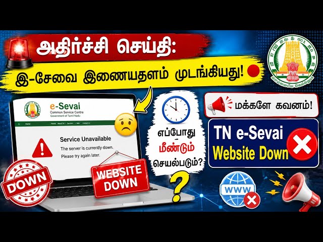 🚨 அதிர்ச்சி செய்தி! TN e-Sevai இணையதளம் முடங்கியது 😱 | எப்போது மீண்டும் செயல்படும்? | tnega