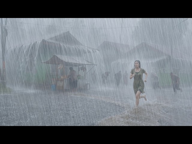 Heavy rain and storms in beautiful green Village ⚡ for sleeping and relaxing 🌧️ Overcome Insomnia