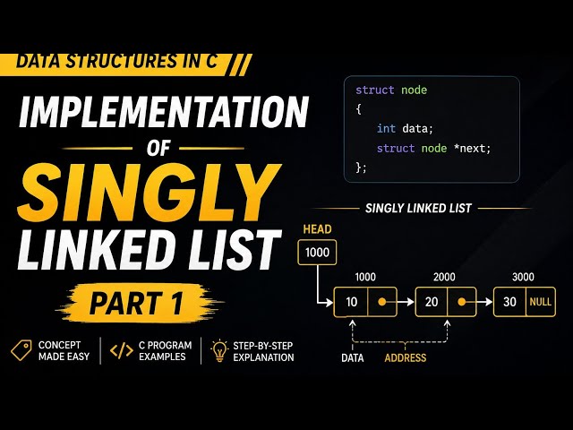 Implementation of Singly Linked List in C | Creating a Linked List | Part 1 | Data Structures