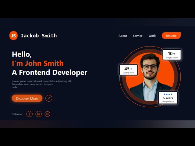 Responsive Portfolio Landing Page in React + Tailwind CSS | Framer Motion Animations