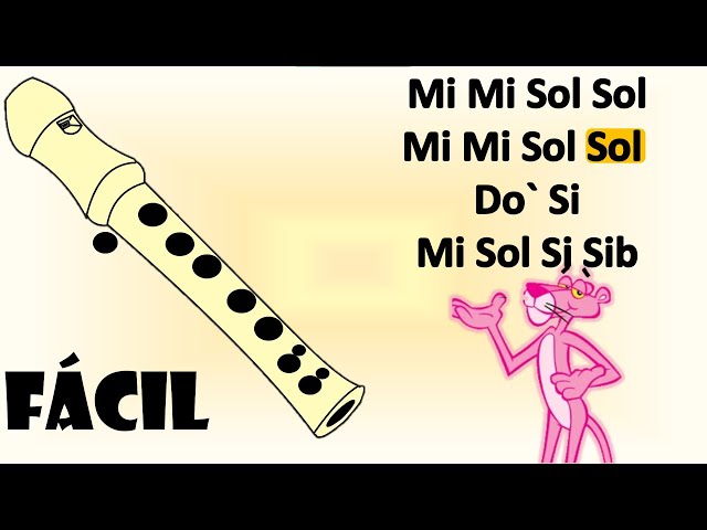 *_* La pantera rosa *_*  flauta dulce fácil, tutorial con animación, canción fácil
