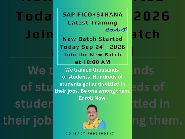 SAP S 4HANA Finance Training || New Batch || SAP FICO Training || Veera BS #sapfico