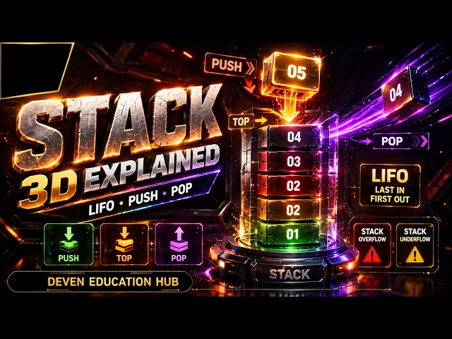 STACK in 3D 🔥 Data Structures & Algorithms Explained | LIFO, Push & Pop