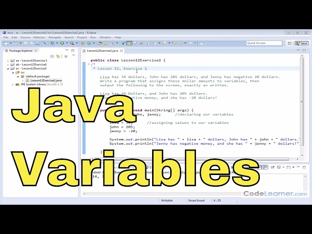 12y - Learn Java - Exercise 2 - Java Variables