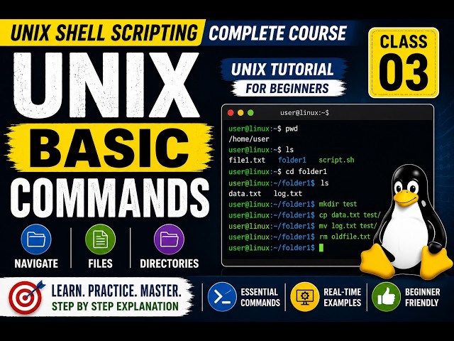 UNIX Tutorial for Beginners | Class 3 | UNIX Basic Commands | UNIX Shell Scripting Complete Course
