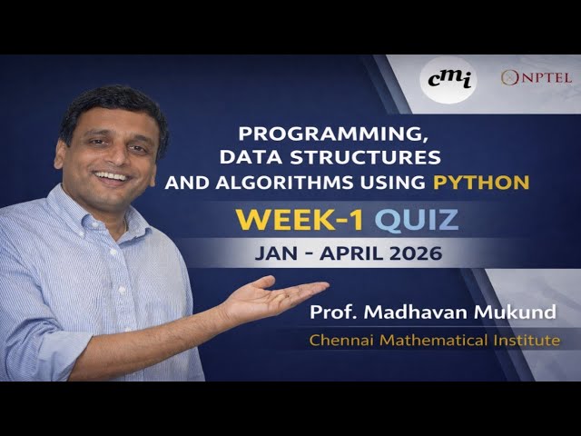 💯✅ Programming, Data Structures And Algorithms Using Python Week-1 Quiz Jan-April 2026 #nptel #swyam