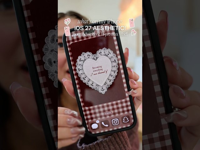 what’s on my iphone 18 pro max, the cutest burgundy ios 27 setup!! 🍷🍂🧸 this is my temporary