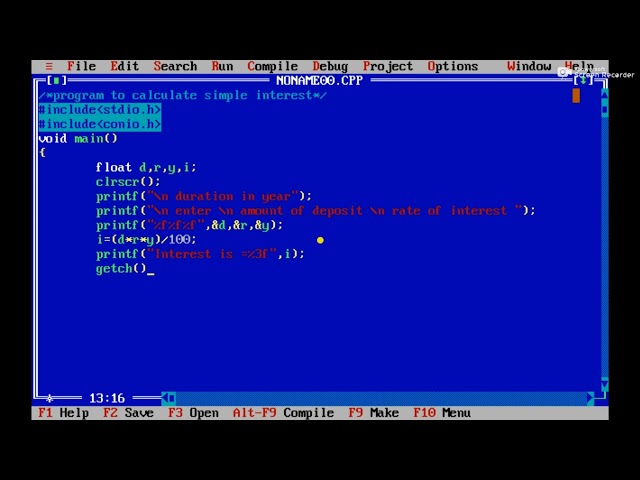 program to calculate simple interest #basic c program #cpp #c_languagd #turboc++ #c_program
