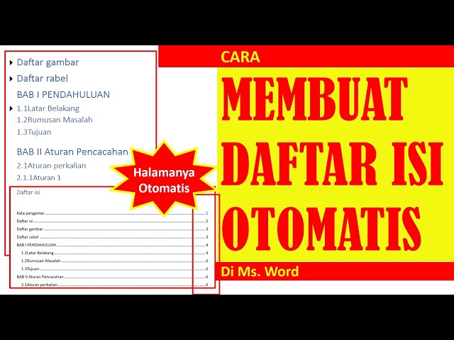Cara Membuat Daftar Isi Secara Otomatis di Ms.Word
