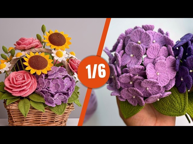 How to crochet HYDRANGEAS step by step 🌸 | Spring Arrangement Course (1/6)