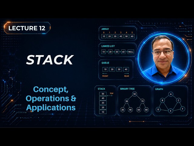 Stack in Data Structures | Stack Operations & Applications | Push & Pop | Lecture 12 | Urdu/Hindi