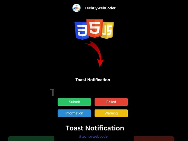 Day 01: How To Build a Modern Toast Notification UI Using HTML, CSS & JavaScript (For Beginner)