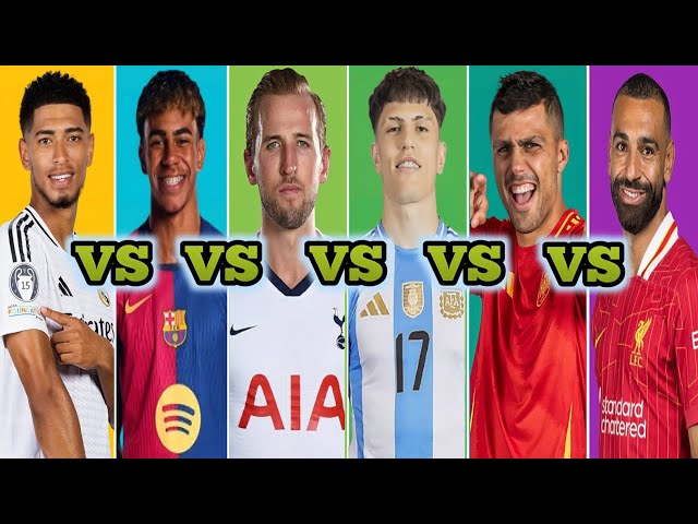 Football Comparison: Bellingham vs Yamal vs Kane vs Garnacho vs Rodri vs Salah | Footballogy