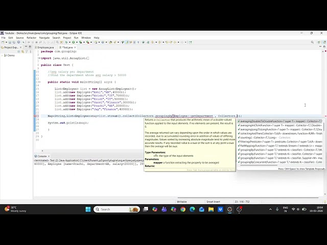 Java 8 -Stream Api - GroupingBy(Avg salary of each dept /dept whose avg salary greater than 50000)