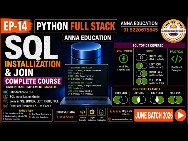 Learn SQL Installation & Joins in Tamil | SQL INNER JOIN, LEFT JOIN, RIGHT JOIN, FULL JOIN | EP-14