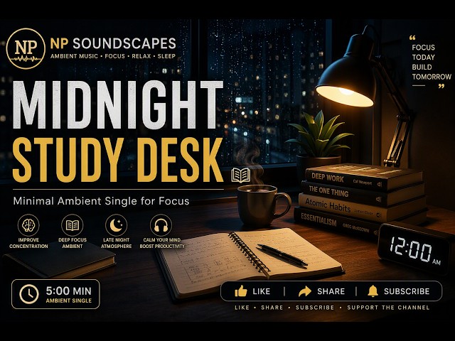 Midnight Study Desk 📚 | Minimal Ambient Single for Focus | Productive Work Sessions.