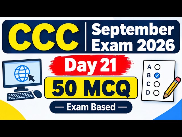 Day 20 | CCC Exam September 2026 |  MCQ Practice Questions | NIELIT Exam Based Preparation 🔥