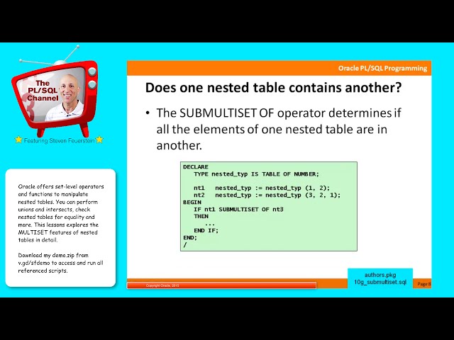 COL11: Set-Level Manipulation of Nested Tables (MULTISET)