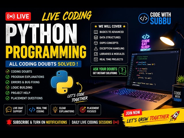 Coding LIVE | Java, Python, Full Stack, AI/ML & DSA | Road to 2000 Subscribers 🚀 #live #livestream