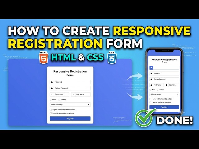 How to Create a Responsive Registration Form in HTML & CSS | Modern Form Design