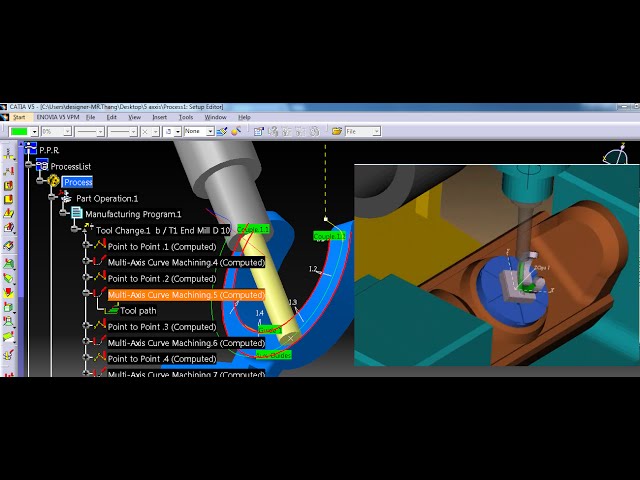 Machining CNC 5-Axis : Mullti axis tutorial Catia v5