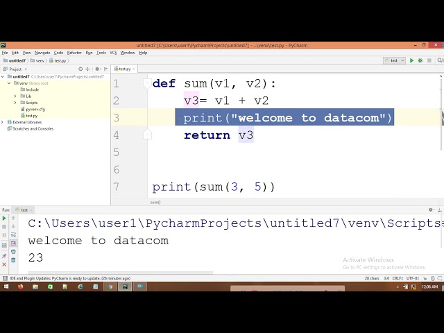 FUNCTIONS IN PYTHON | PYTHON PROGRAMMING COURSE | DATACOM IT INSTITUTE