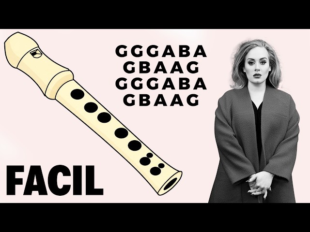 ADELE SKYFALL, easy flute recorder, tutorial,animation