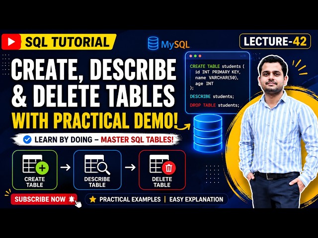SQL Create Table | DESCRIBE Table | DROP Table | SQL for Beginners | Part 42