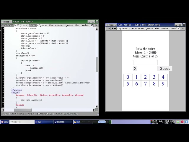 Guess The Number   Part 11 Adjusting the layout with CSS using calc for centre plus offset