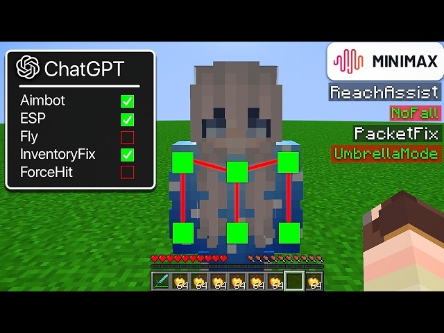 ChatGPT vs MiniMax Make Minecraft Hacks