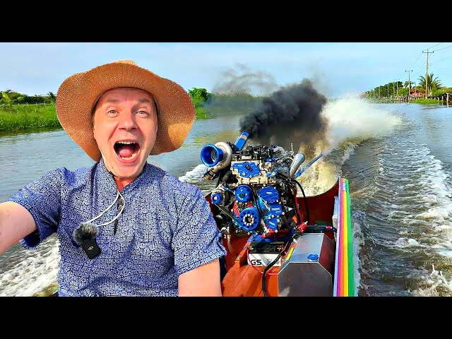 ✅CRAZY DIY BOAT RACING 🚤 with Turbo Diesel in Thailand 😱 Drag Racing in Bangkok