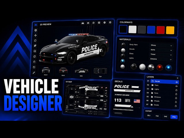 FiveM Vehicle Designer Script 🎨 Design Your Own Vehicle IN-GAME, Live 3D Preview, AI (ESX/QB)