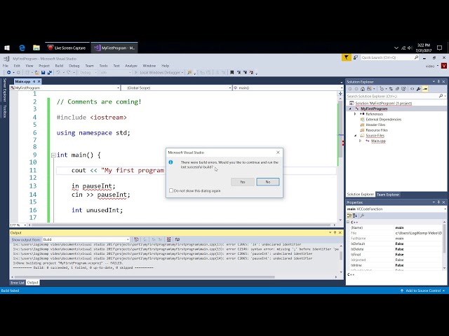 Debugging Syntax Errors in Visual Studio